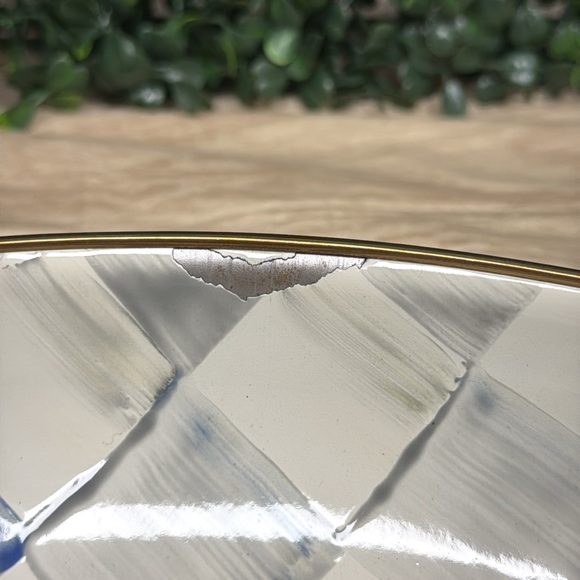 MACKENZIE-CHILDS STERLING CHECK ENAMAL ABUNDANT BOWL - Picture 6 of 6